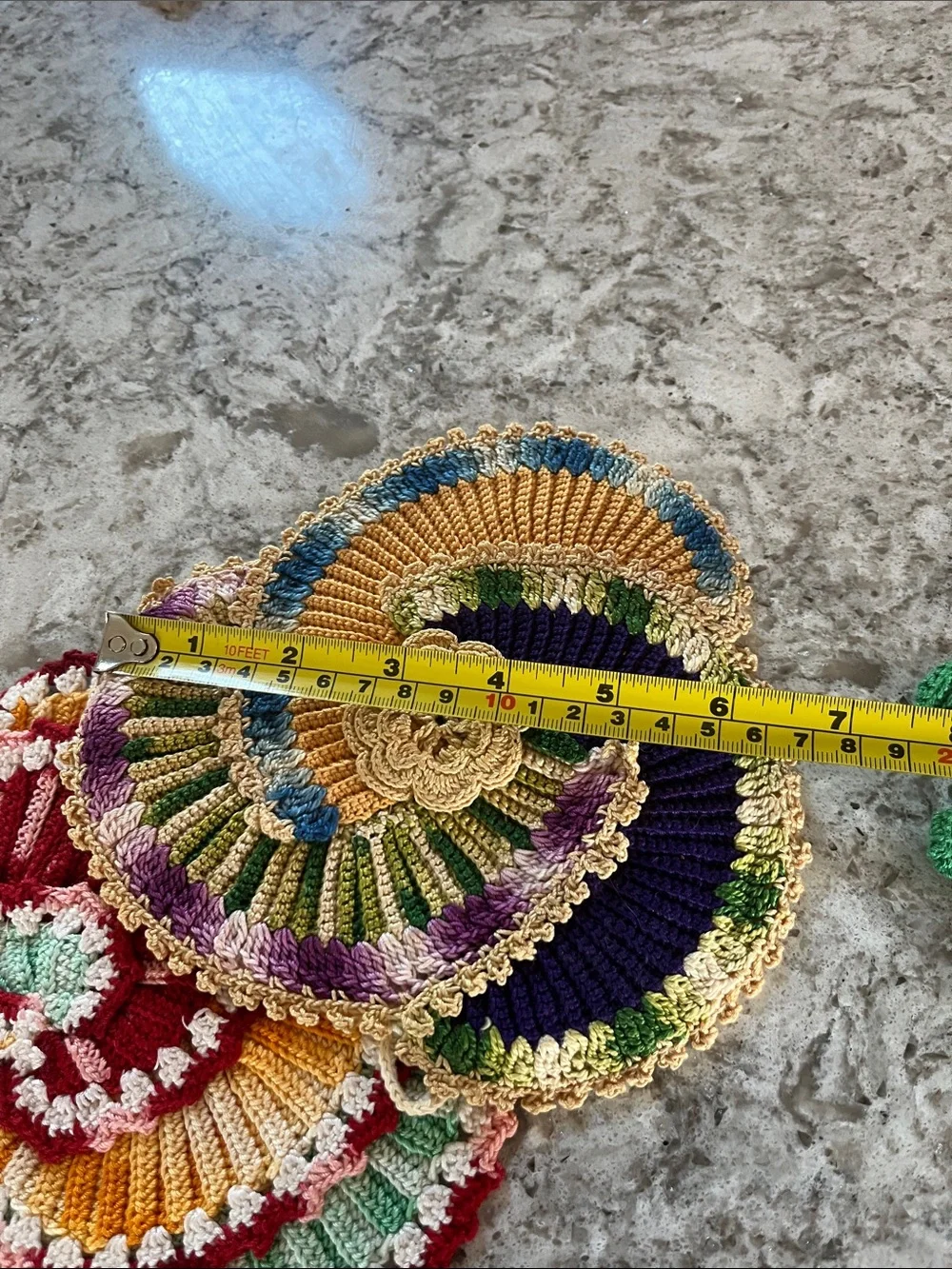 Vintage Handmade Crochet Floral Round potholders -3-